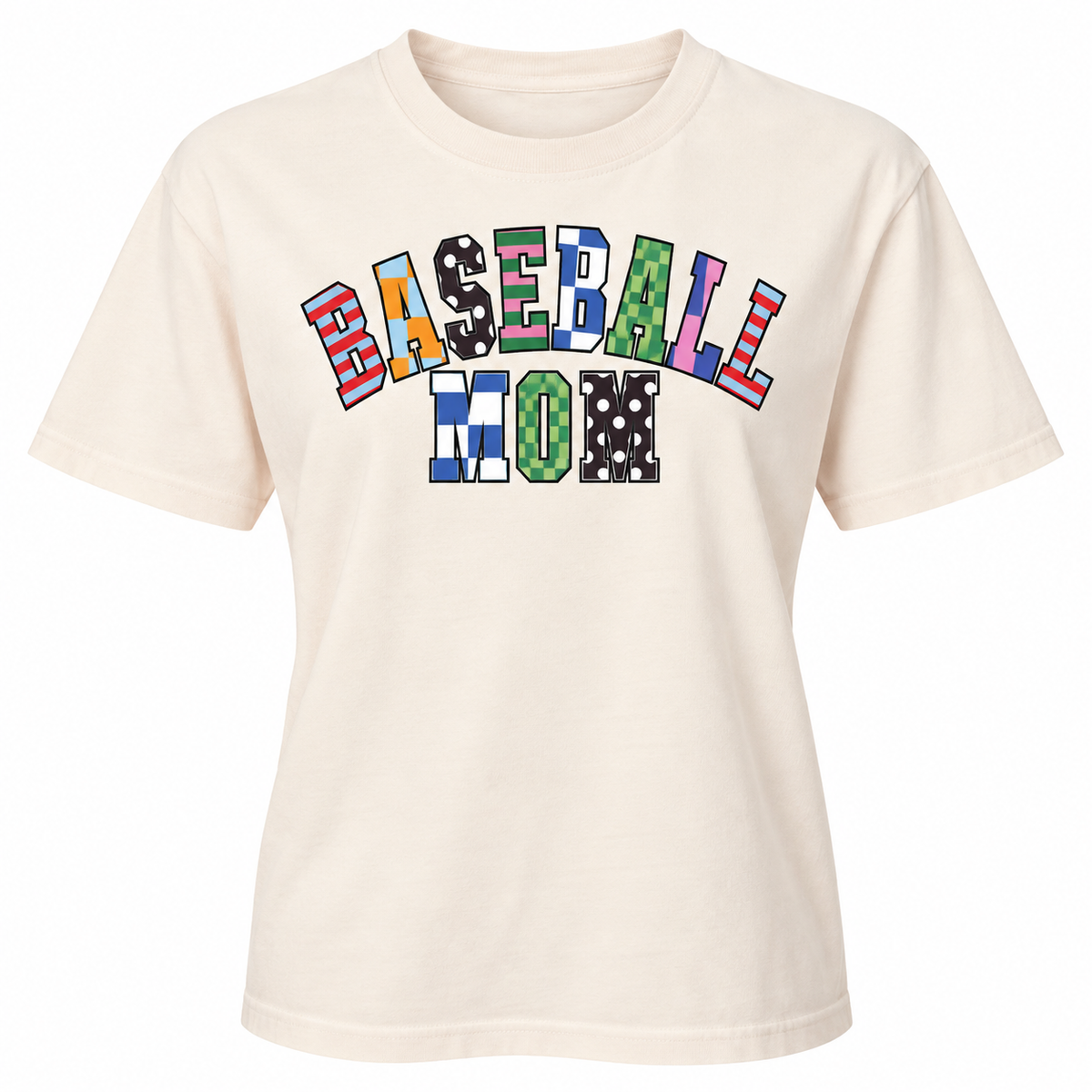 Patchwork Baseball Mom Tee