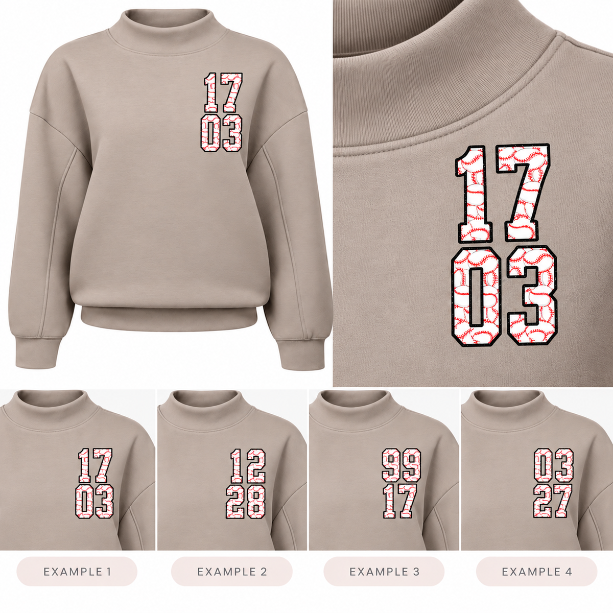 Favorite Number Baseball Mock Neck
