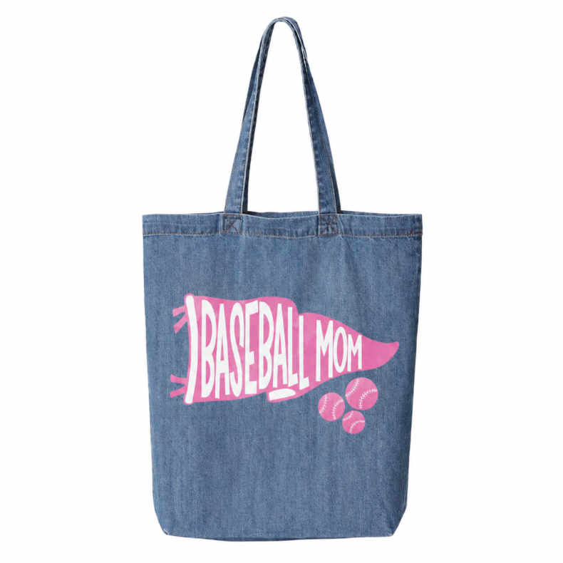 Pink Pennant Baseball Mom Tote