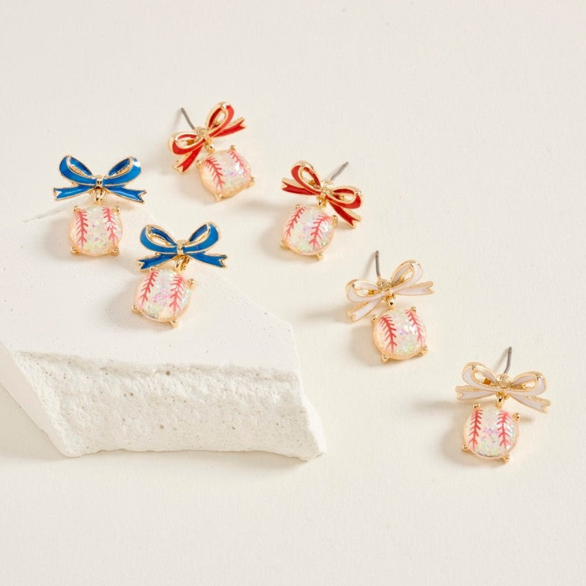 Glitter & Game Day Bow Earrings