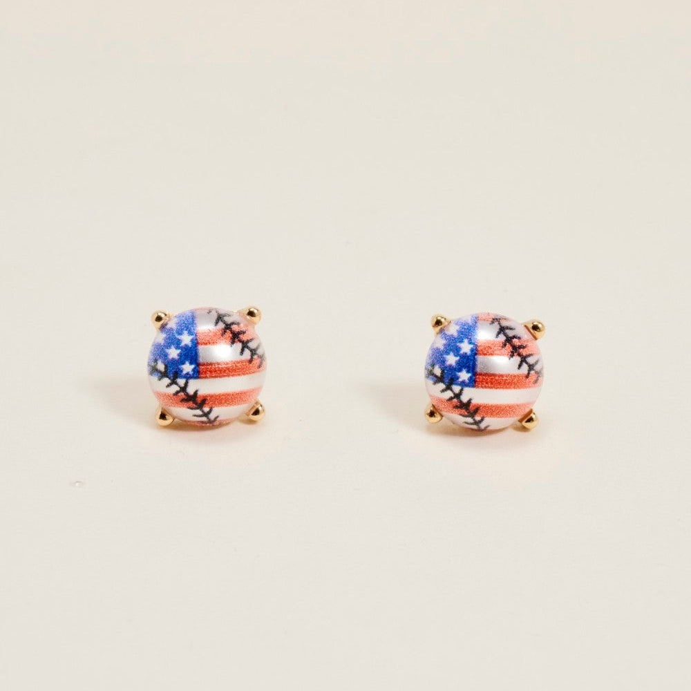 Red, White & Baseball Earrings
