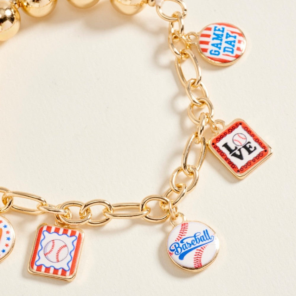 Stamped In Baseball Charm Bracelet