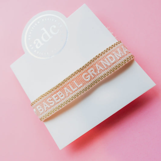 Baseball Grandma Embroidered Bracelet