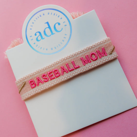 Baseball Mom Embroidered Bracelet
