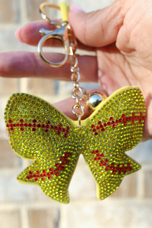 Softball Bow Keychain