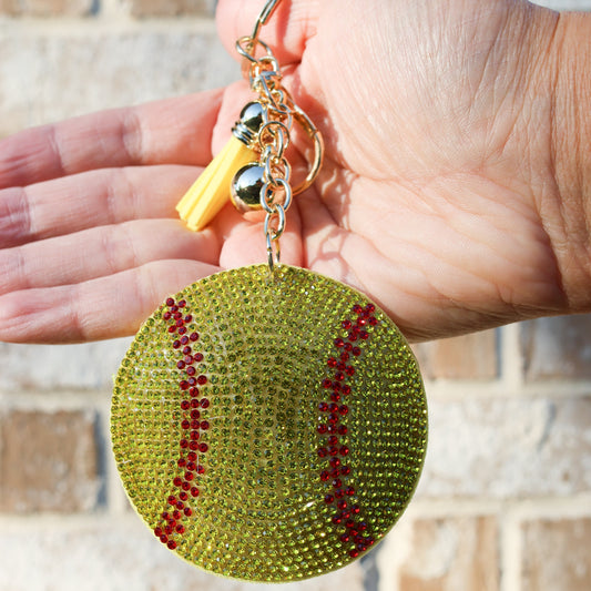 Bling Bling Softball Keychain