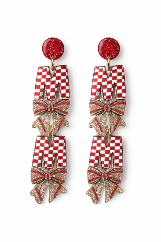 Baseball Mama Bow Earrings