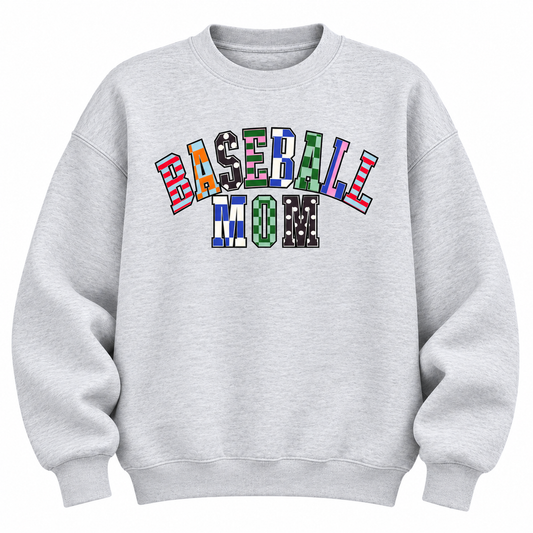 Patchwork Baseball Mom Crewneck