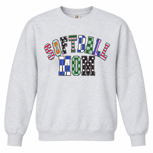 Patchwork Softball Mom Crewneck