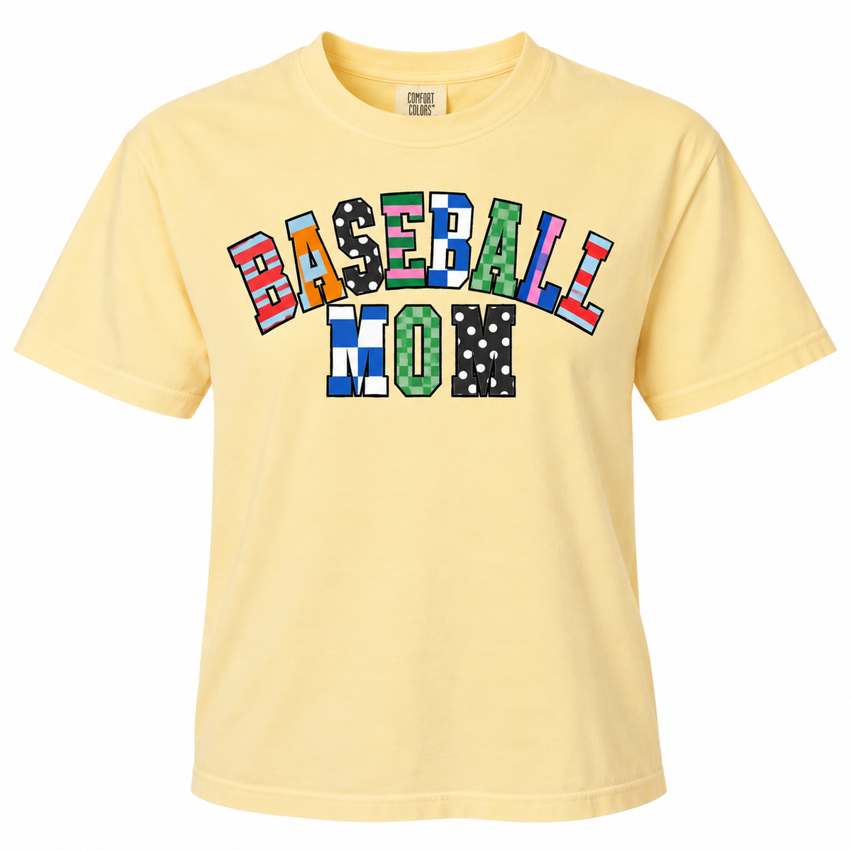 Patchwork Baseball Mom Tee