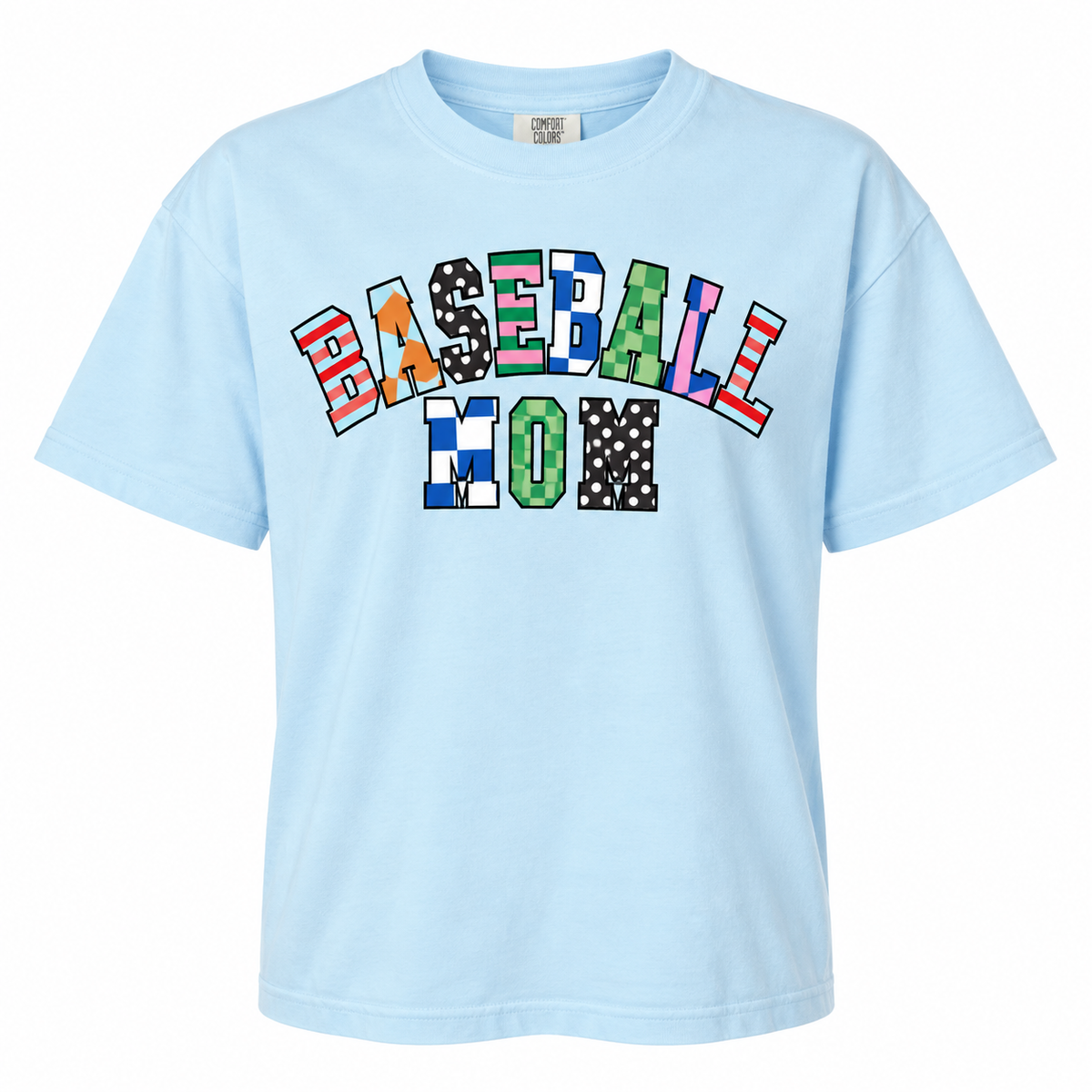 Patchwork Baseball Mom Tee