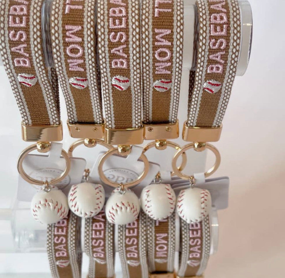 Baseball Mom Keychain Loop