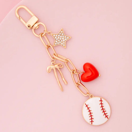 Gold Baseball Bag Charm