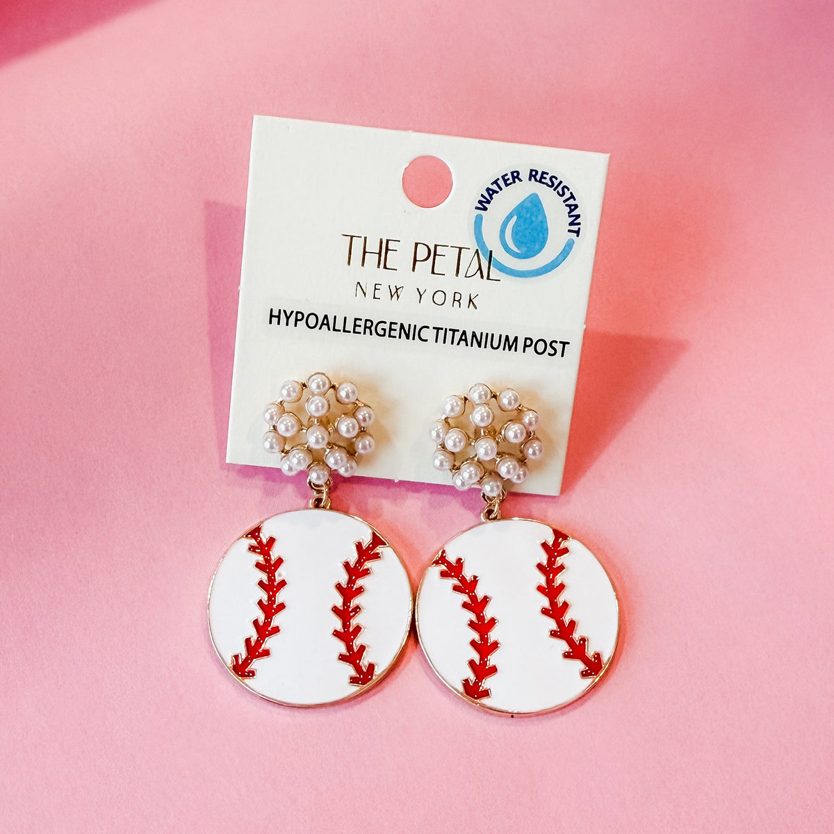 Pearl Starburst Baseball Earrings