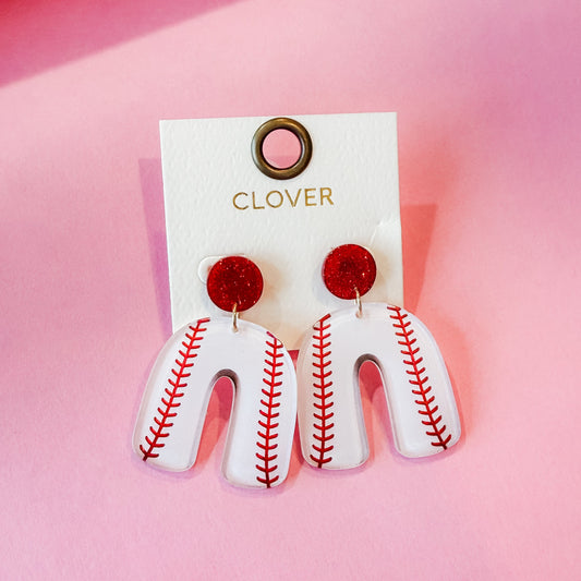 Lucky Inning Baseball Earrings
