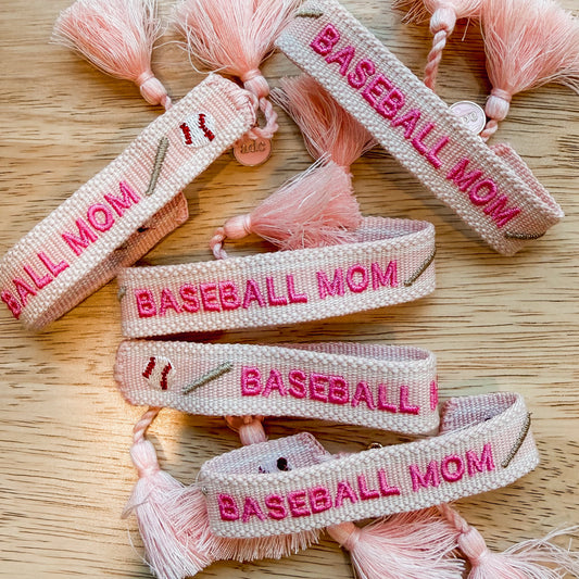 Baseball Mom Embroidered Bracelet