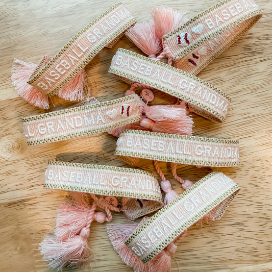 Baseball Grandma Embroidered Bracelet