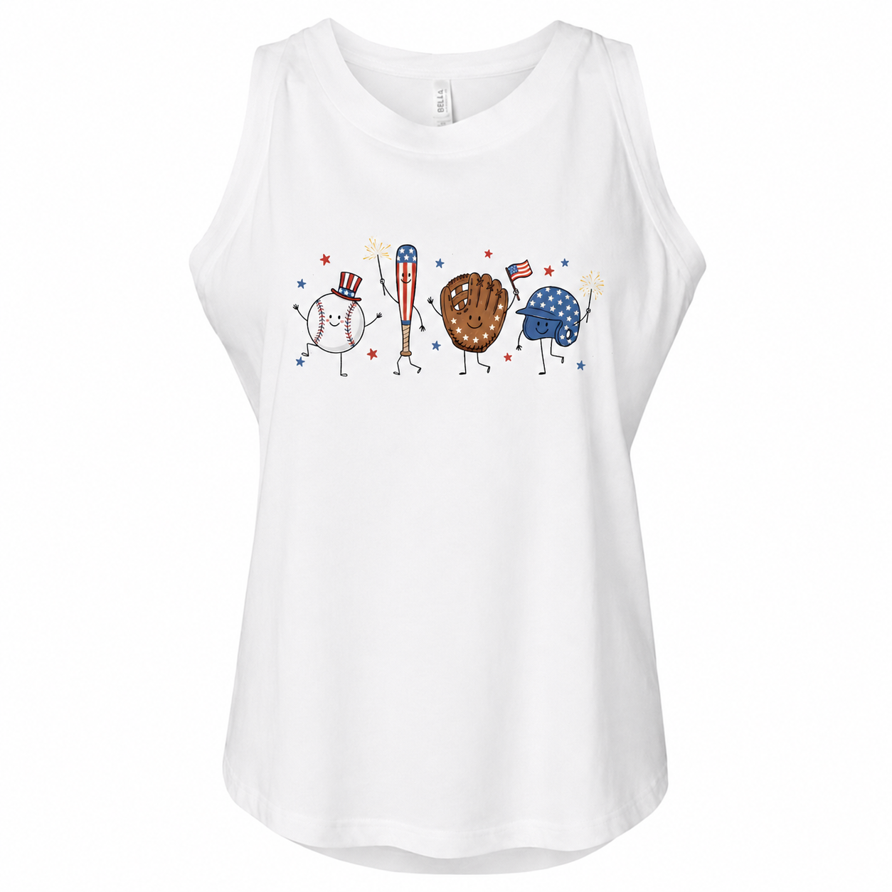 Red, White and Baseball Top