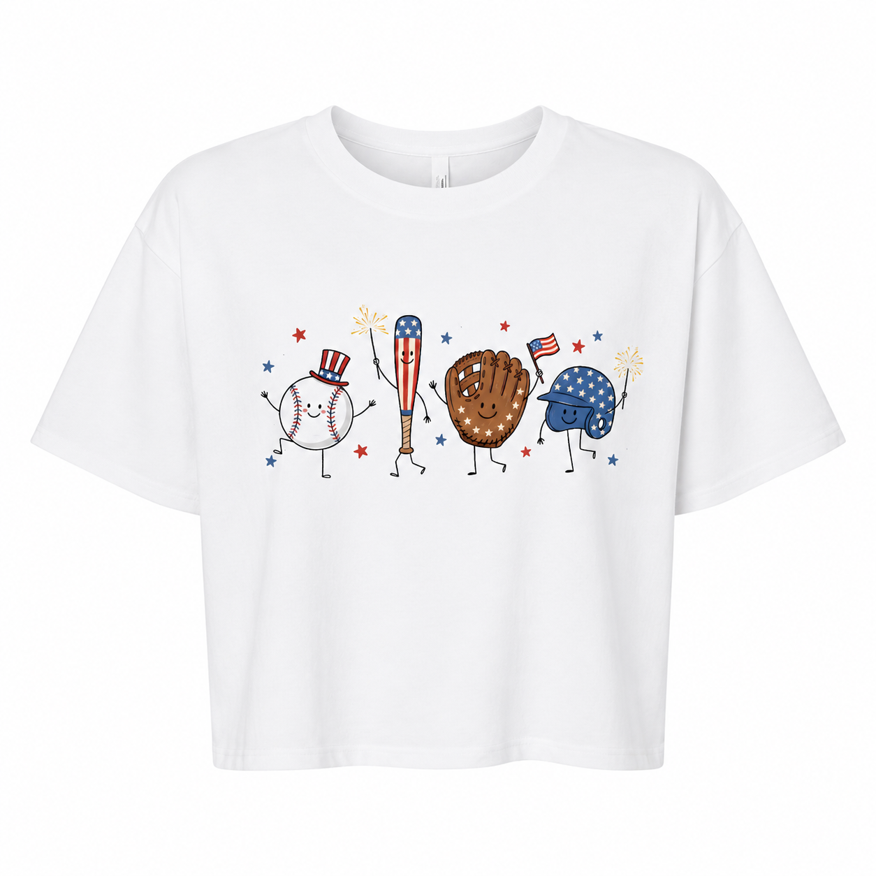 Red, White and Baseball Top
