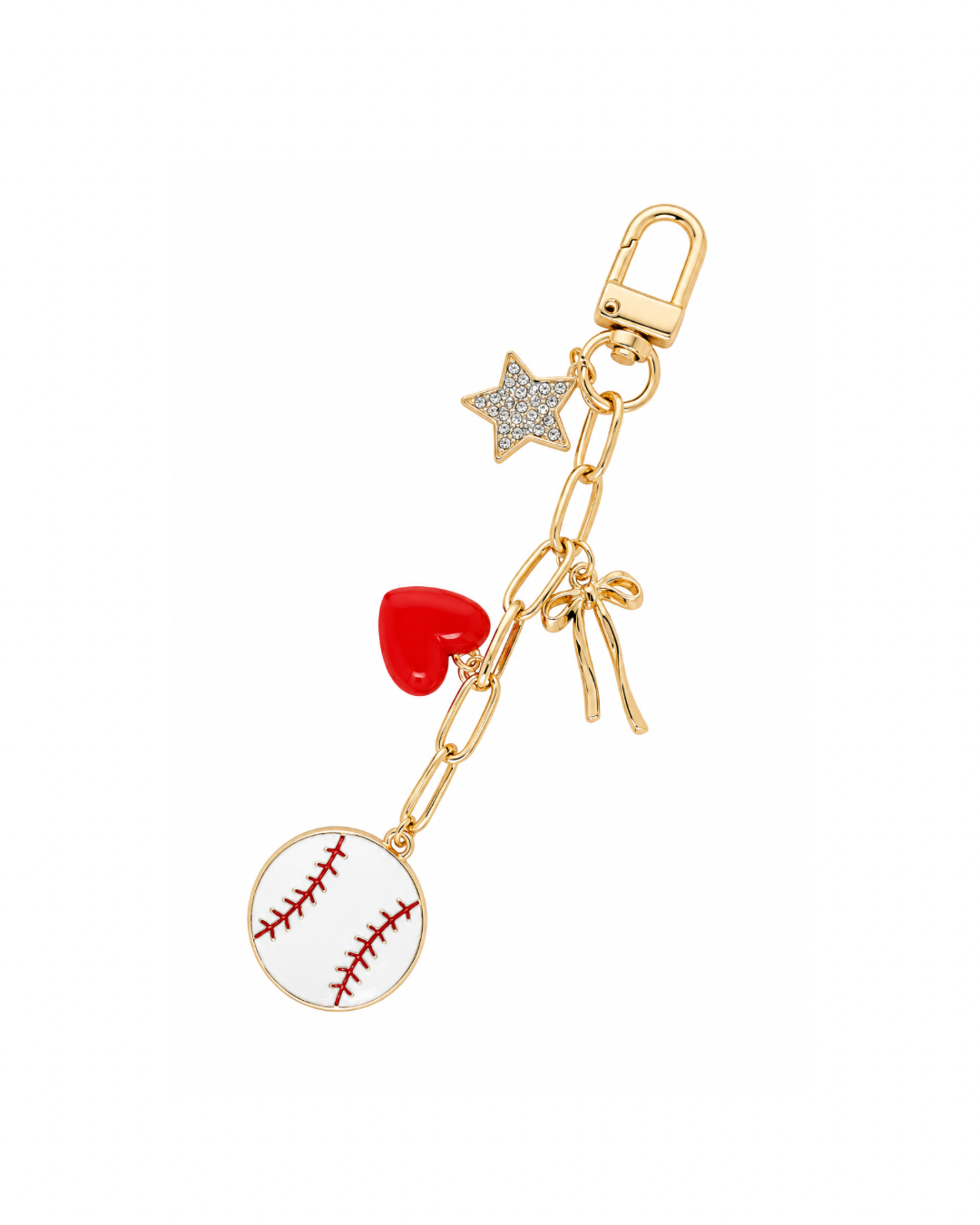 Hearts, Stars, and Baseballs Bag Charm