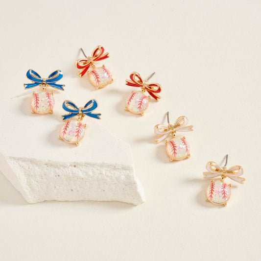 Glitter & Game Day Bow Earrings