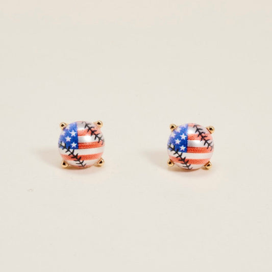 Red, White & Baseball Earrings