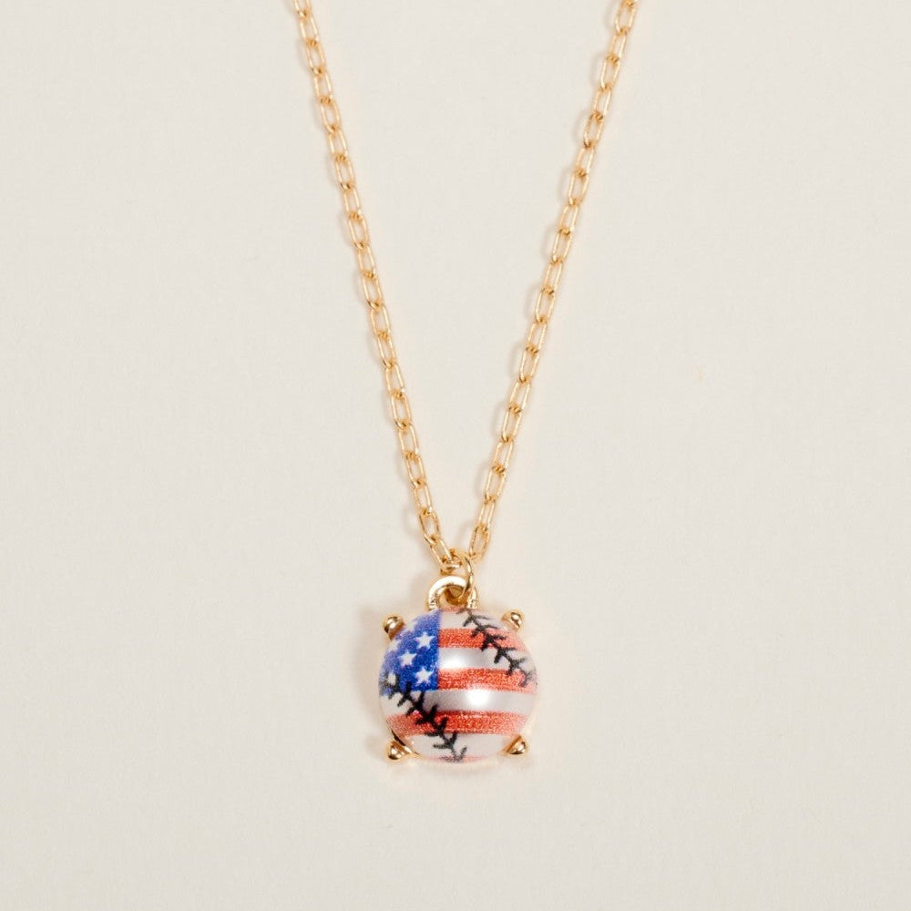 Red, White & Baseball Necklace