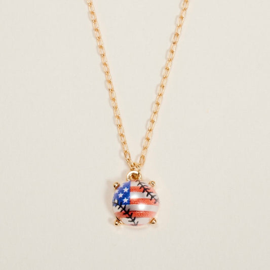 Red, White & Baseball Necklace