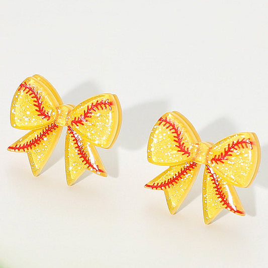 Softball Dugout Bow Earrings
