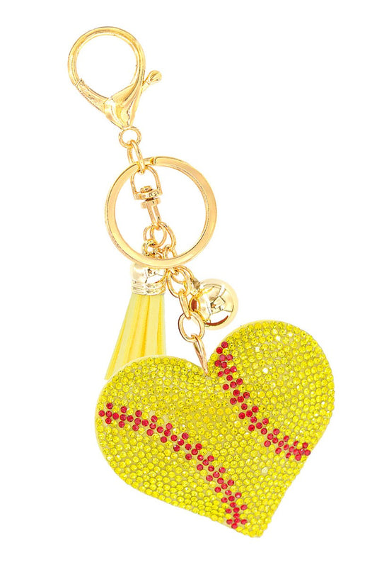 Softball Heart Keychain