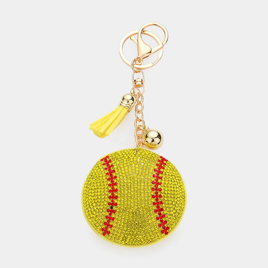 Bling Bling Softball Keychain