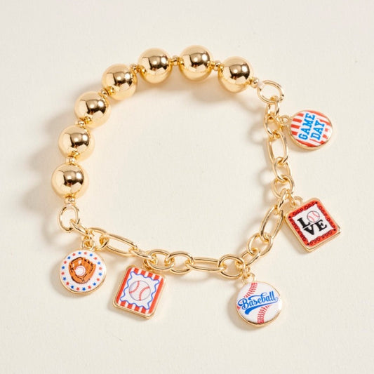 Stamped In Baseball Charm Bracelet